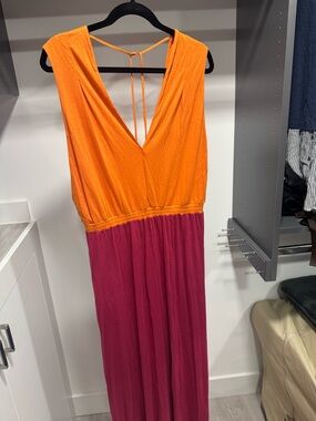 stem Orange and Magenta Maxi Dress